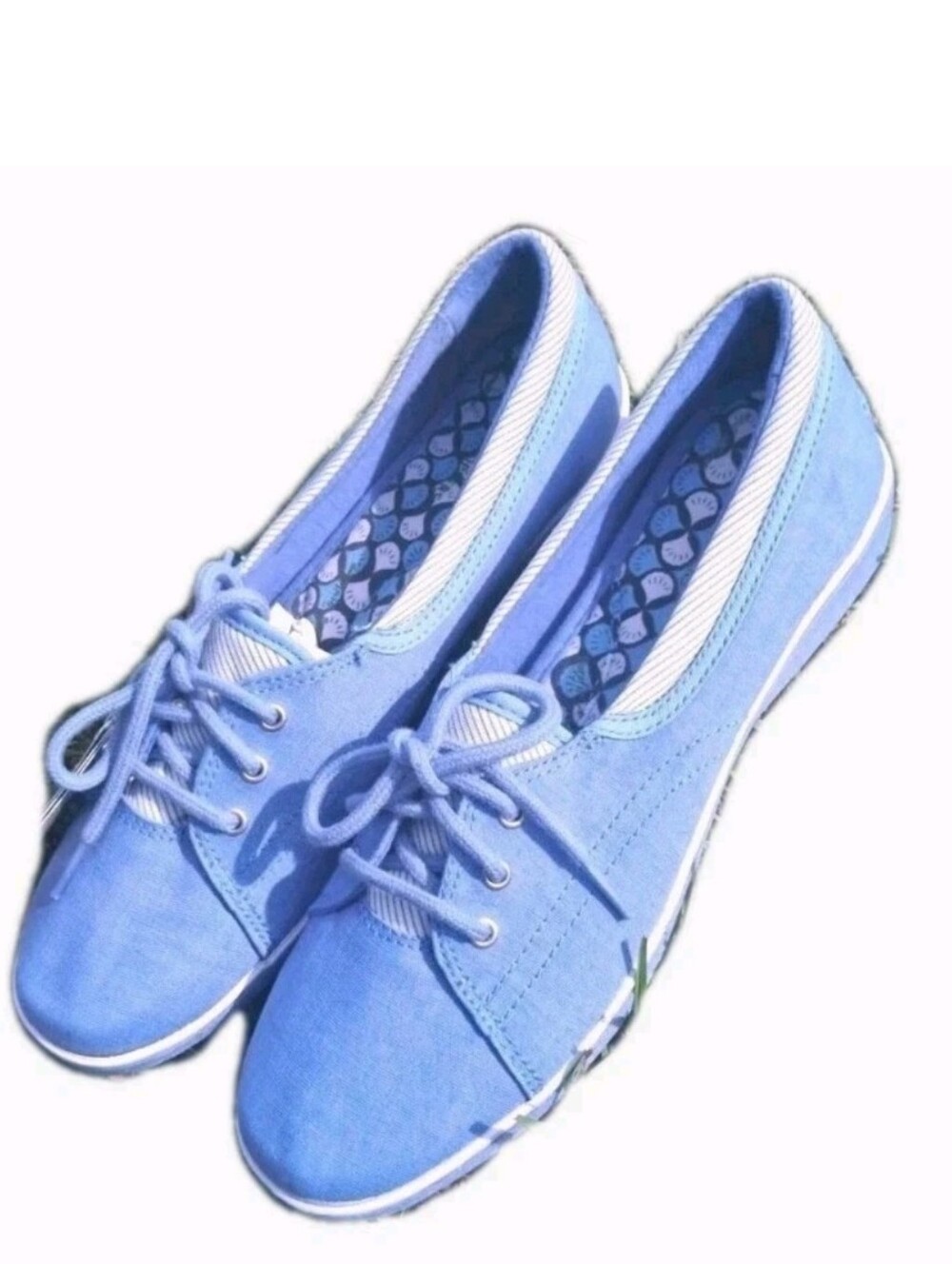GRASSHOPPER Chambray Lace Up Arch Support Wedge Walking Shoes NWT